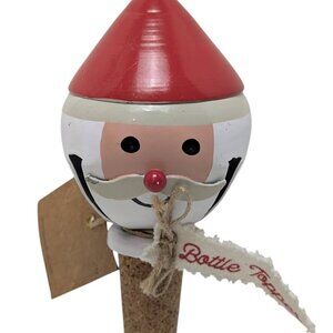 Christmas Bell Mudpie Wine Cork Bottle Topper Santa Claus Xmas Navidad NEW